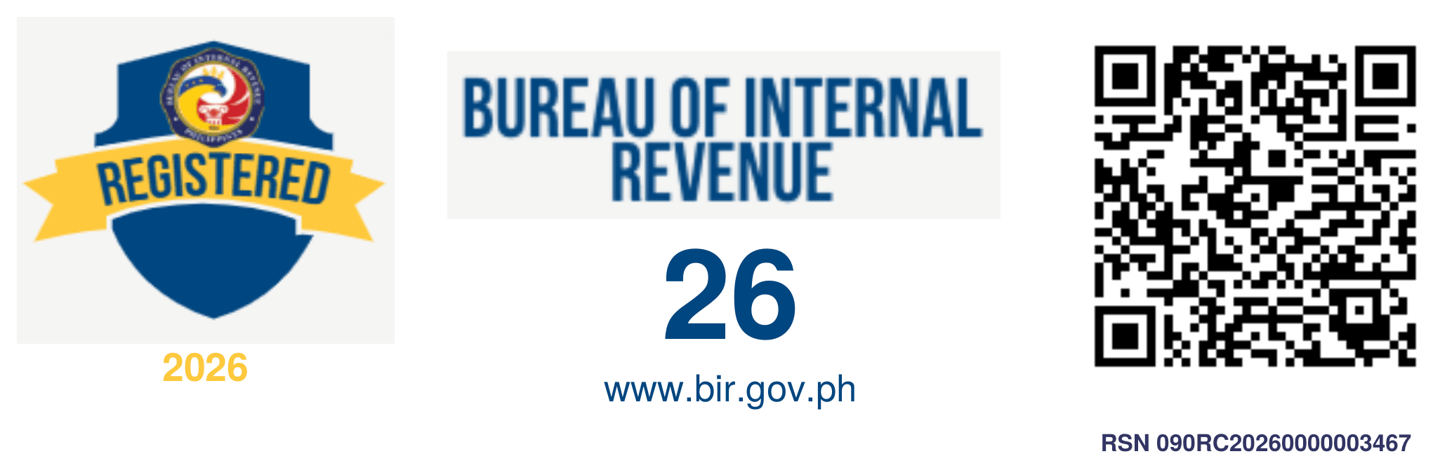 BIR Registration Seal Badge — verifies registration with the Philippine Bureau of Internal Revenue