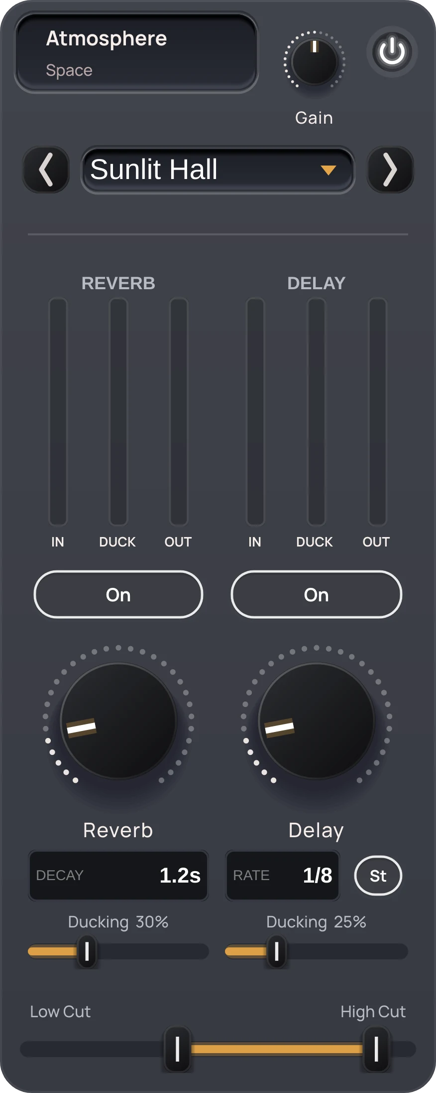 KHANTA Atmosphere module: reverb and delay with ducking